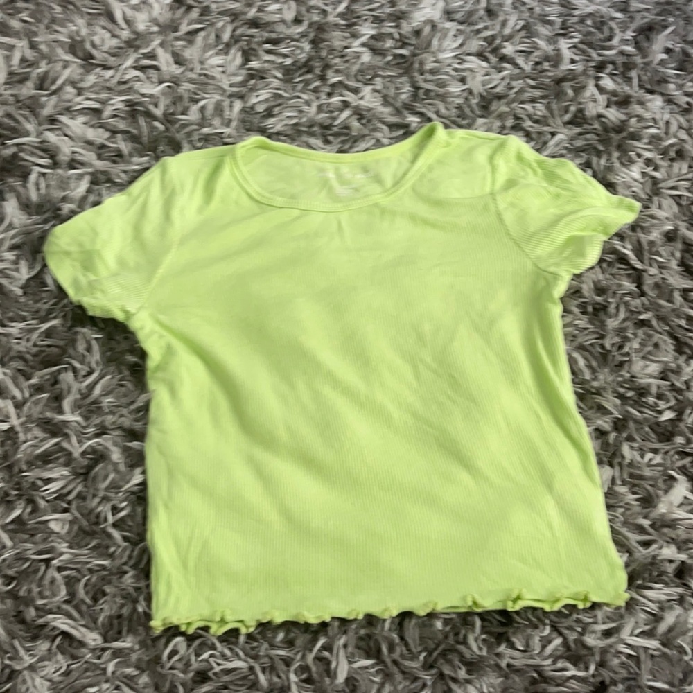 Lime green ruffled bottom tee American eagle